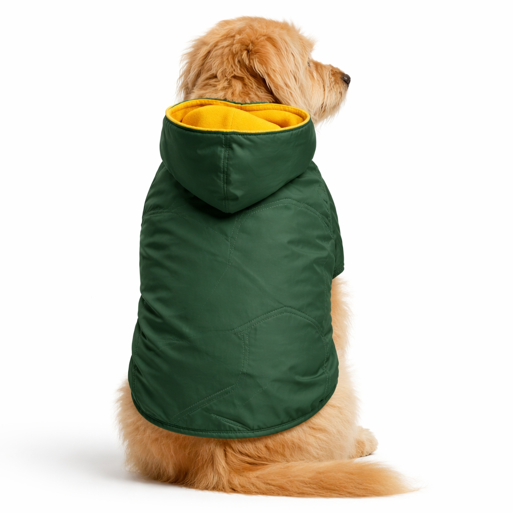 Yeşil Köpek Yağmurluk | Su Geçirmez ve Kapüşonlu | Tüm Irklar