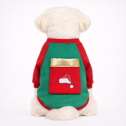 Yılbaşı Konseptli Cepli Polar – Kedi ve Köpekler İçin Sıcak ve Şık Kıyafet